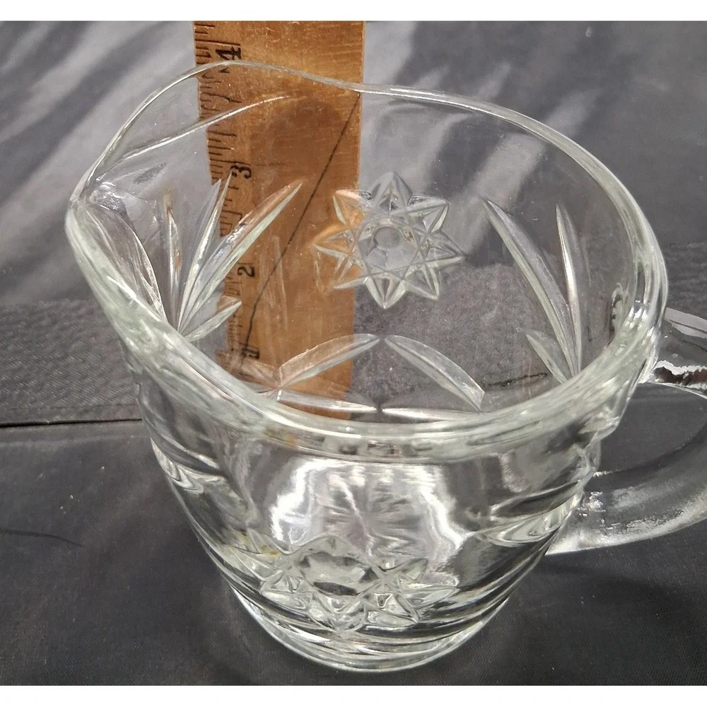 Vintage Anchor Hocking Star of David Pressed Glass Creamer